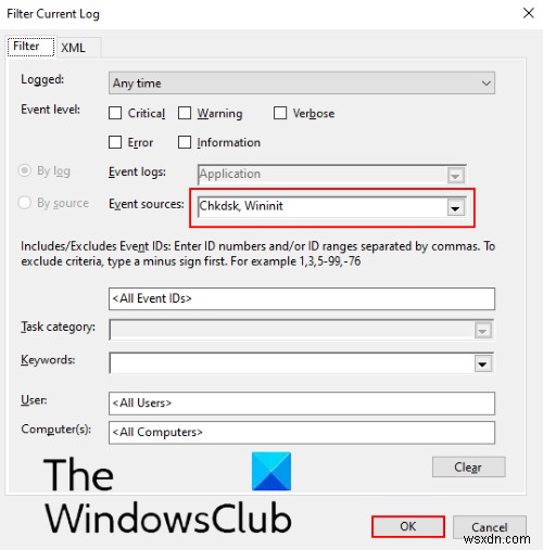 Cách tìm kết quả ChkDsk trong nhật ký Event Viewer trên Windows 11/10