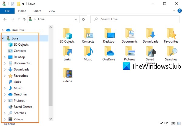 Cách thêm thư mục User Profile vào Navigation Pane của File Explorer Windows 10