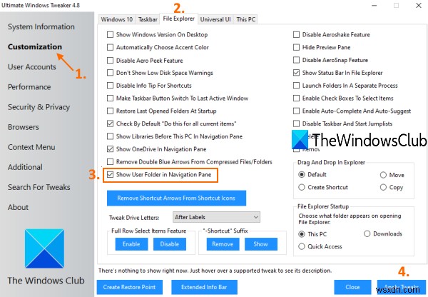 Cách thêm thư mục User Profile vào Navigation Pane của File Explorer Windows 10