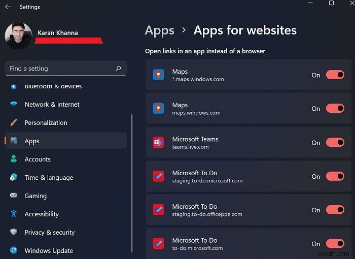 Apps for Websites cho phép mở trang web bằng App hoặc Browser trên Windows 11/10