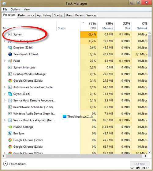 Tiến trình System (ntoskrnl.exe) sử dụng Disk/CPU cao trên Windows 11/10