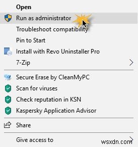 Khắc phục lỗi Run as administrator không hoạt động hoặc bị thiếu trong menu ngữ cảnh Windows 11/10