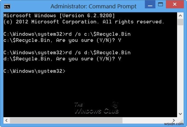 Buộc Windows xóa Recycle Bin của tất cả User cùng lúc