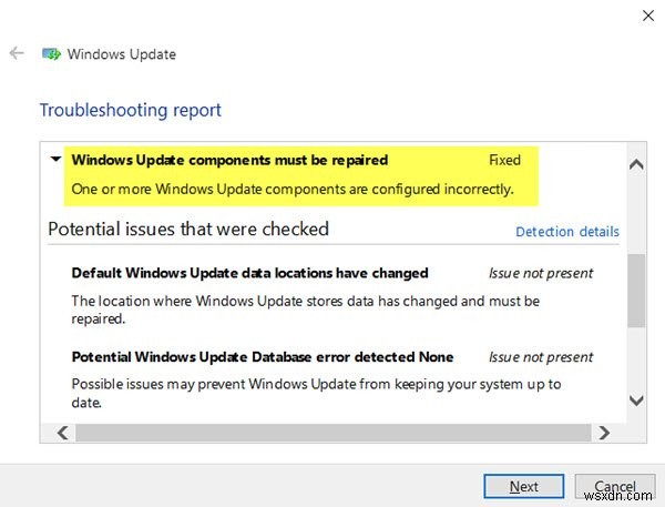 Lỗi Windows Update components must be repaired trên Windows 11/10