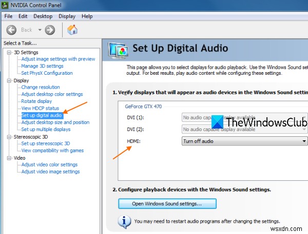 Khắc phục lỗi NVIDIA High Definition Audio Not plugged in trên Windows 11/10