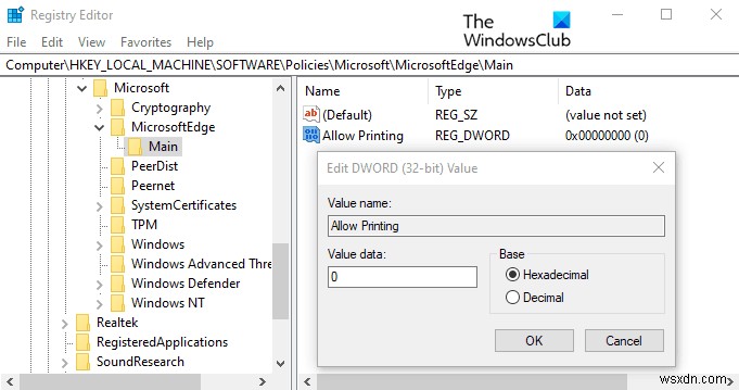 Cách bật/tắt in ấn trong Microsoft Edge trên Windows 10