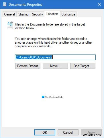Thay đổi vị trí lưu mặc định cho Documents, Music, Pictures, Videos trong Windows 11/10