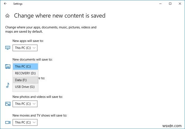 Thay đổi vị trí lưu mặc định cho Documents, Music, Pictures, Videos trong Windows 11/10