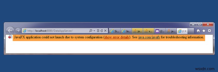 Ứng dụng JavaFX không thể khởi chạy do cấu hình hệ thống
