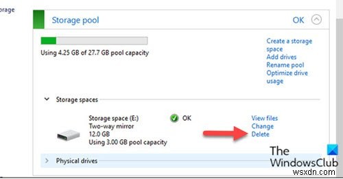 Cách xóa Không gian lưu trữ khỏi Khu vực lưu trữ trên Windows 11/10