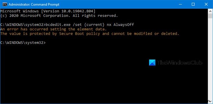 Giá trị được bảo vệ bởi chính sách Secure Boot và không thể sửa đổi hoặc xóa