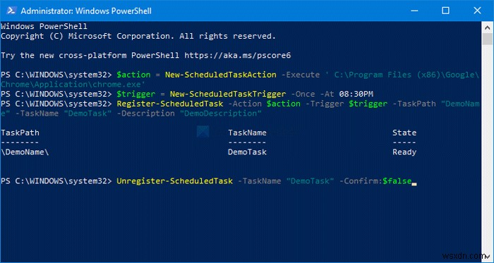 Cách dùng PowerShell để Xóa hoặc Tạo Scheduled Task trên Windows 11/10
