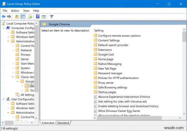 Cấu hình Google Chrome bằng Group Policy trên Windows 11/10