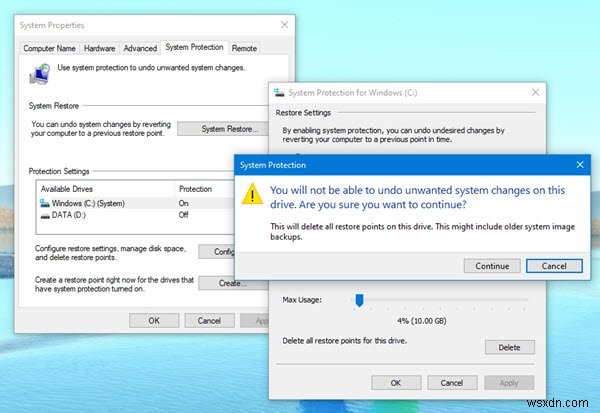 Cách xóa System Restore Points và Previous versions của tệp trong Windows 11/10
