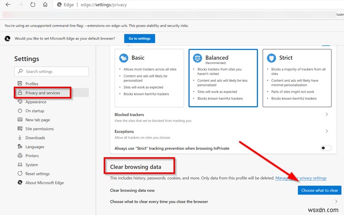 Hướng dẫn xóa Lịch sử duyệt web, Cookie, Dữ liệu, Cache trên trình duyệt Microsoft Edge