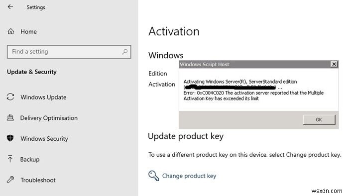 Lỗi 0xC004C020: Activation Server báo Multiple Activation Key đã vượt quá giới hạn