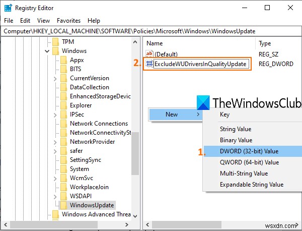 Chặn cập nhật driver qua Windows Quality Update bằng Registry hoặc Group Policy Editor