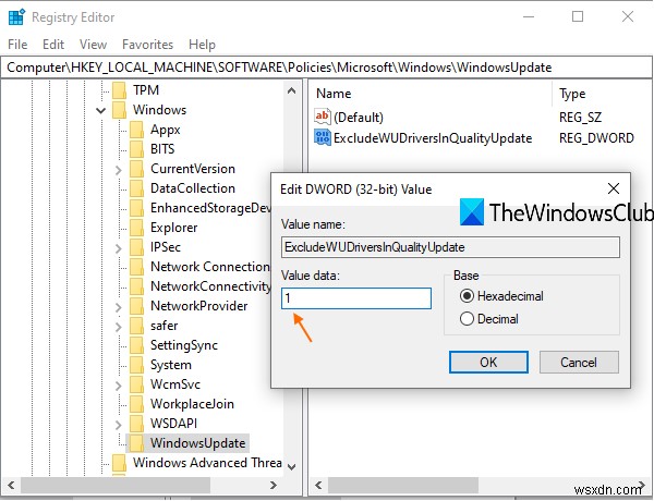 Chặn cập nhật driver qua Windows Quality Update bằng Registry hoặc Group Policy Editor
