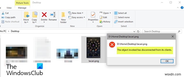 Đối tượng được gọi đã ngắt kết nối với client của nó (The object invoked has disconnected from its clients)