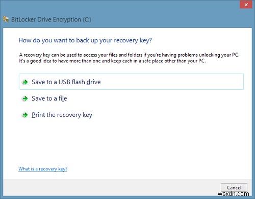 Lỗi Your recovery key couldn’t be saved to this location (Khóa khôi phục không thể lưu vào vị trí này) cho BitLocker