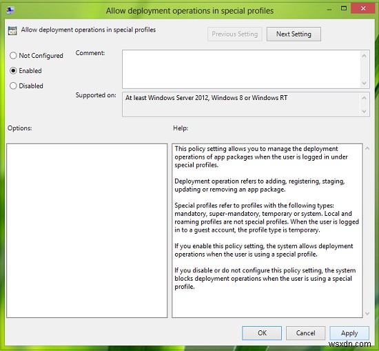 Cho phép Triển khai Ứng dụng trên Special Profiles trong Windows 10