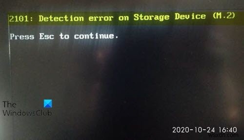 Sửa lỗi 2101: Detection error on Storage Device trên Windows 11/10
