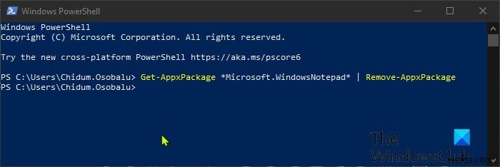 Cách gỡ cài đặt Notepad bằng PowerShell, Command Prompt hoặc Settings trong Windows 11/10