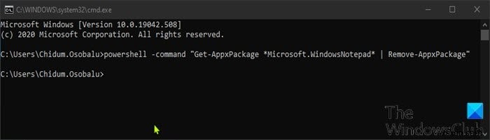 Cách gỡ cài đặt Notepad bằng PowerShell, Command Prompt hoặc Settings trong Windows 11/10