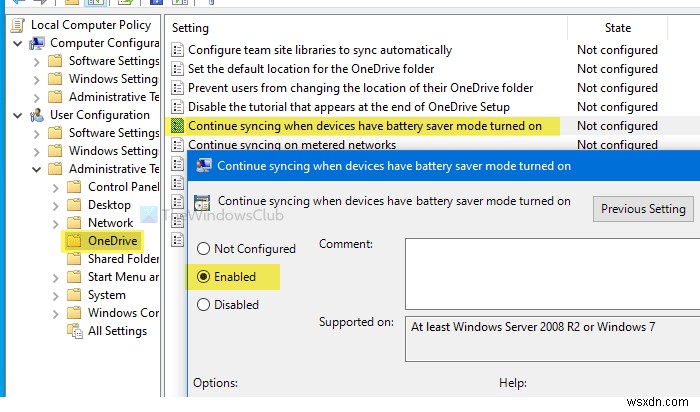 Cách làm OneDrive tiếp tục đồng bộ khi bật Battery Saver Mode