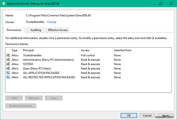 Khôi phục TrustedInstaller làm Owner và quyền mặc định trong Windows 11/10