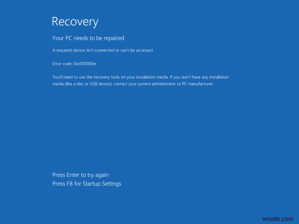 Khắc phục lỗi 0xc000000e, Your PC needs to be repaired, trên Windows 11/10