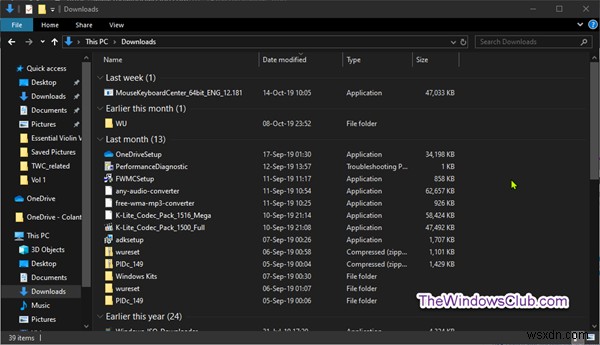 Xóa nhóm & sắp xếp theo Date trong thư mục Downloads Windows 11/10