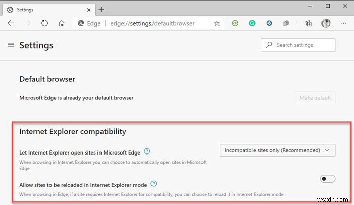 Group Policies cấu hình chuyển hướng sang Microsoft Edge