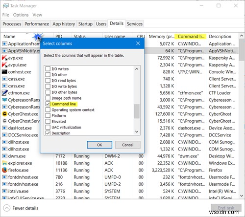 Cách hiển thị Command Line trong Task Manager Windows 11/10