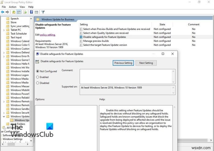 Cách tắt Safeguards cho Feature Updates trên Windows 10