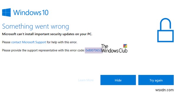 Khắc phục lỗi Windows Update 0x80070652