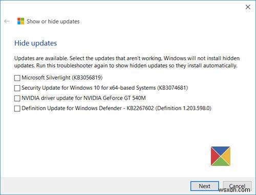 Công cụ Show or Hide Updates chặn Windows Update không mong muốn trong Windows 11/10