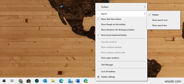 Thanh tìm kiếm (Search bar) hoặc biểu tượng bị mất trên Windows 10