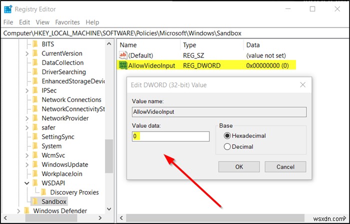 Cách bật/tắt Video Input trong Windows Sandbox
