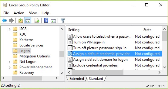Cách gán Credential Provider mặc định trong Windows 11/10