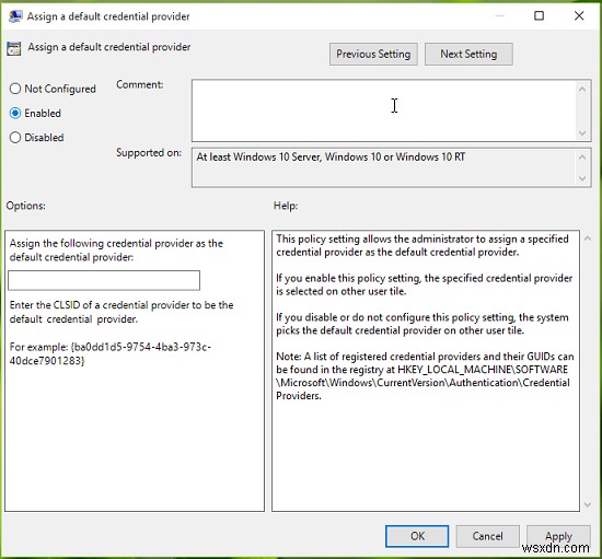 Cách gán Credential Provider mặc định trong Windows 11/10