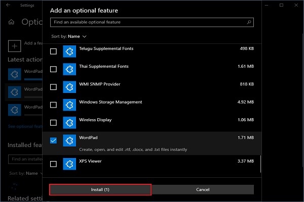 Cách gỡ cài đặt và cài lại Microsoft WordPad trên Windows 10