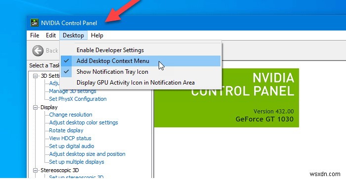 Cách ẩn/xóa NVIDIA Control Panel khỏi menu chuột phải và khay hệ thống