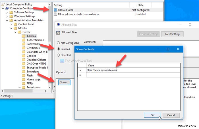 Cách tắt cài đặt tiện ích mở rộng trong Firefox bằng Chính sách nhóm hoặc Registry