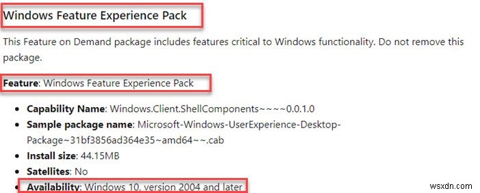 Windows Feature Experience Pack trong Windows 11/10 là gì?