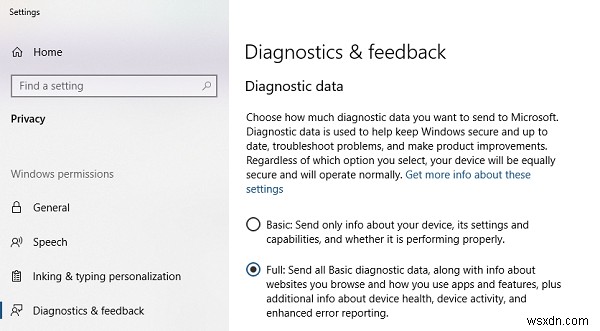 Nút Get started bị mờ; Không thể nhận bản dựng Windows Insider Preview
