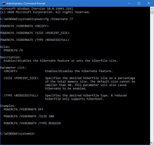 Cách thay đổi hoặc giảm kích thước hiberfil.sys trên Windows 10