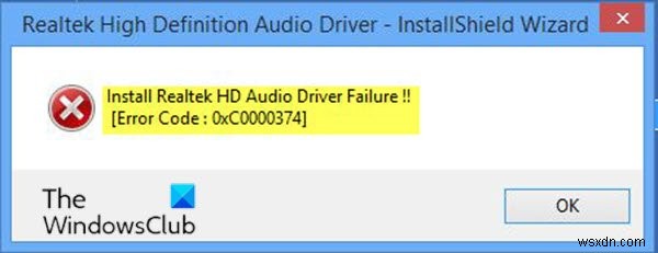 Khắc phục lỗi cài đặt Realtek HD Audio Driver Failure, Error OxC0000374 trên Windows 10
