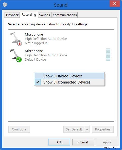 Cách bật tất cả Thiết bị ghi âm trong Windows 11/10