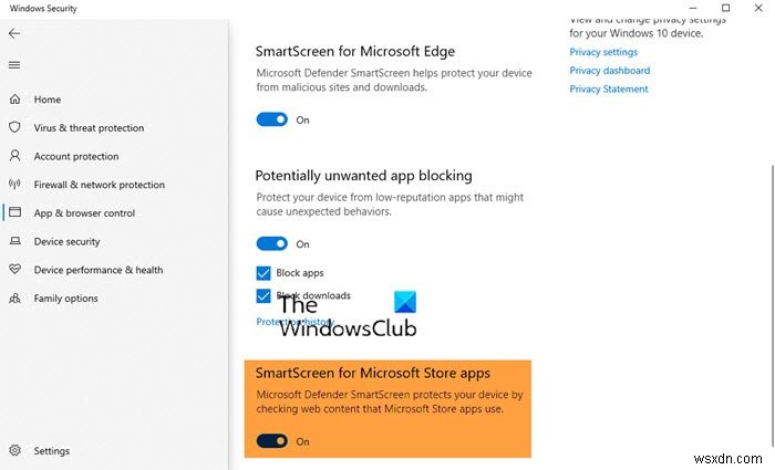 Bật hoặc tắt bộ lọc SmartScreen cho ứng dụng Microsoft Store trong Windows 11/10